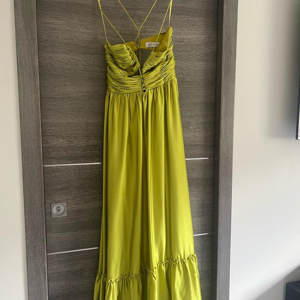 COPY - Elegant Lime Green Strapless Dress - Picture 3 of 5